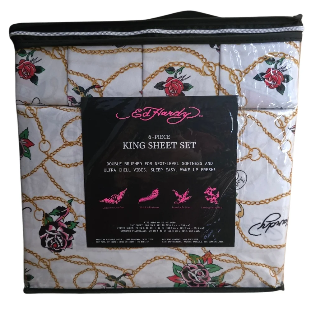 ❤️‍🔥 Ed Hardy 6 Piece King Sheet Set